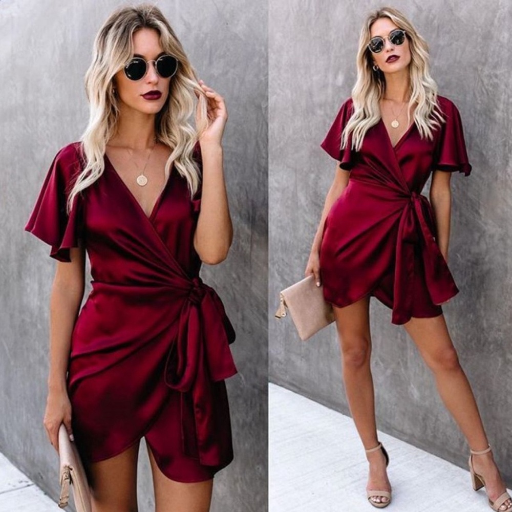 VICI Satin Wrap Dress
